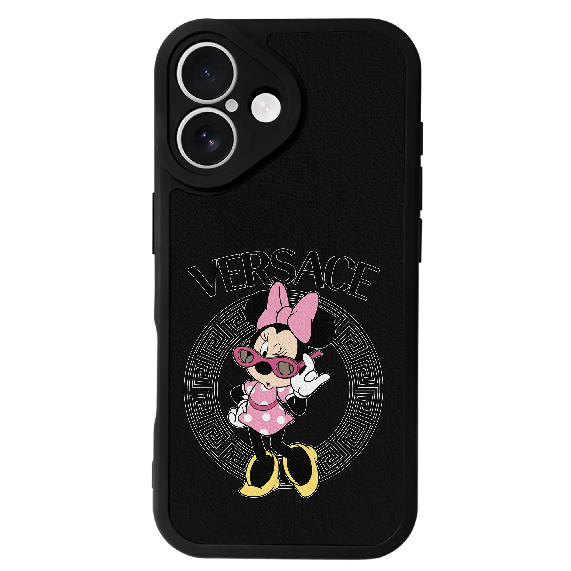 ミッキーマウス（Mickey Mouse） グッズ ミニーマウス（Minnie Mouse） - IPhone 16シリーズ対応 ・ シリコンスマホケース ・ レザー調 ・ 高精度フィット ・ 耐衝撃 ・ ワイヤレス充電対応 ・ 精密カット